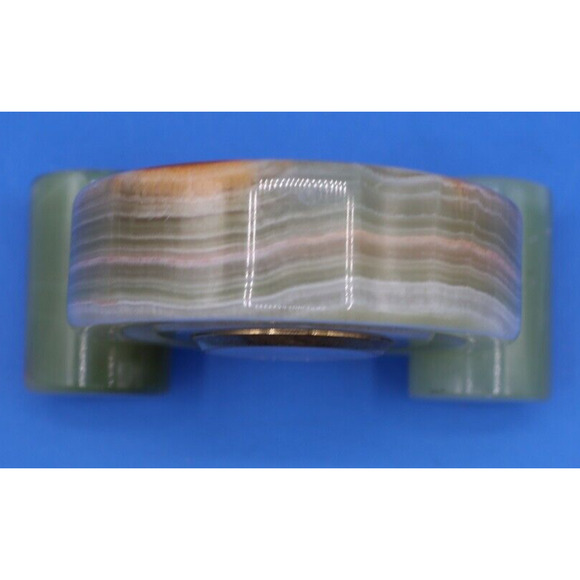 Quartz Green Onyx Marble Mantle Clock Vintage - Picture 5 of 8